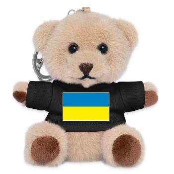 Ukraine Flagge Motiv | Geschenk Ukrainische Wurzel - Teddy Schlüsselanhänger - Schwarz - Vorne