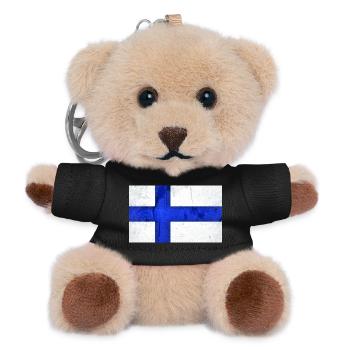 Drapeau de la Finlande - Porte-clés ourson - noir - Devant