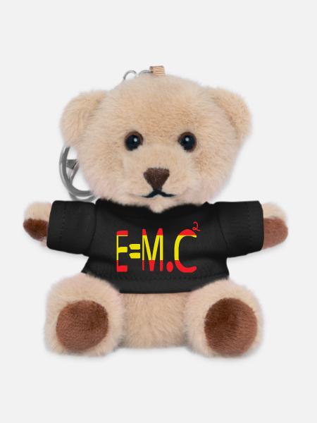 E=m.c² Masse et énergie en rouge et jaune - Porte-clés ourson - noir