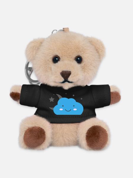 Kawaii cloud and starry sky - Teddy Keyring - black