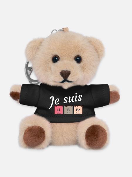 Je suis libre en éléments périodiques - Porte-clés ourson - noir