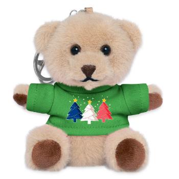 Joyeux Noël Weihnachtsbäume Frankreich Flagge - Teddy Schlüsselanhänger - Grün - Vorne