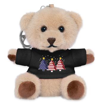 Weihnachtsbäume Amerika USA Flagge - Teddy Schlüsselanhänger - Schwarz - Vorne