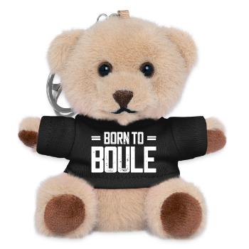Born to Boule saying for Bouler and Petanque - Teddy Keyring - black - Front