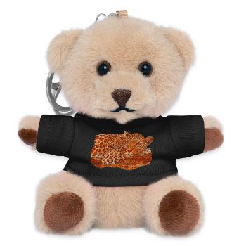 wunderschöne Raubkatze, Panthera pardus auf Ast - Teddy Schlüsselanhänger - Schwarz - Vorne