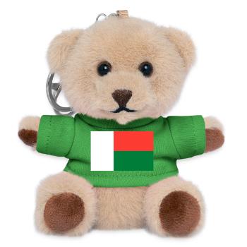 Drapeau de Madagascar - Porte-clés ourson - vert - Devant