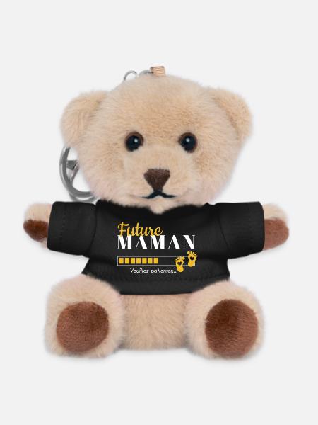 Future Maman, veuillez patienter - Porte-clés ourson - noir