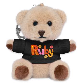 Personalized Ruby Name - Teddy Keyring - black - Front