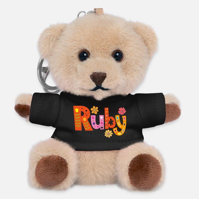 Nom de rubis personnalisé - Porte-clés ourson - noir