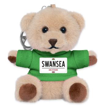 Swansea town sign - Teddy Keyring - green - Front