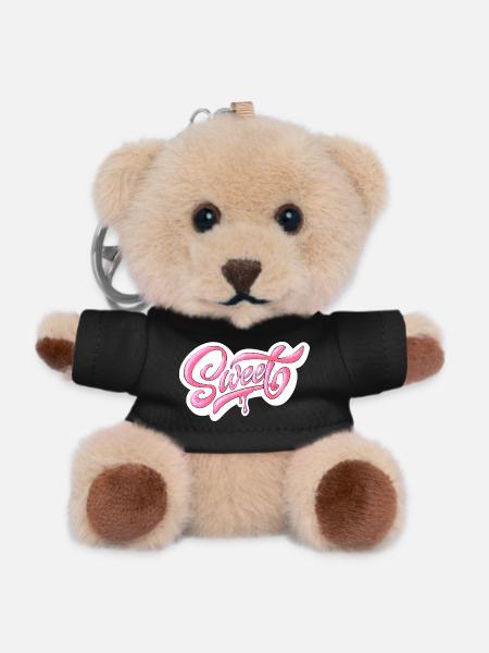 Sweet Pink Glitter Hand Lettered Design - Teddy Keyring - black