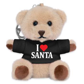 T-Shirt Ich liebe Weihnachtsmann T-Shirt Geschenkidee - Teddy Schlüsselanhänger - Schwarz - Vorne