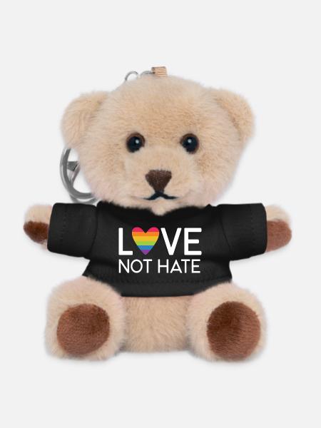 LGBT Pride Month - Love No Hate - Teddy Keyring - black