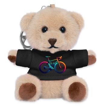 Illustration de cyclisme arc-en-ciel vibrant - Porte-clés ourson - noir - Devant