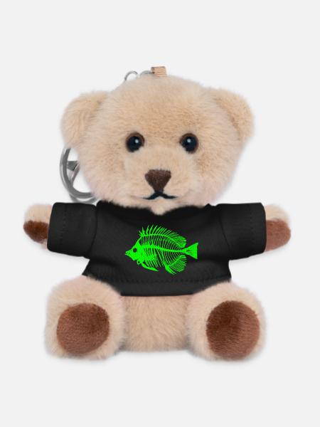 Glowing Fish Skeleton Design - Teddy Keyring - black