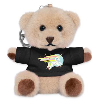 Delicate unicorn in pastel-dreamy & magical - Teddy Keyring - black - Front