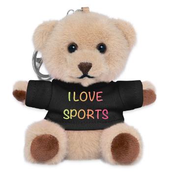 I Love Sports – Colorful Gradient Font - Teddy Keyring - black - Front