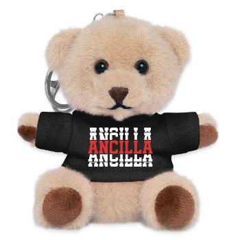 Girl Name Ancilla gestapelte Geschenkidee - Teddy Schlüsselanhänger - Schwarz - Vorne