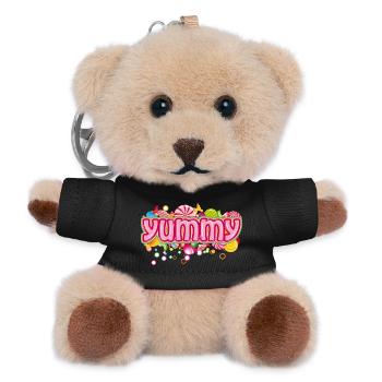 Yummy – Bonbonfarbene Typografie für Naschkatzen - Teddy Schlüsselanhänger - Schwarz - Vorne