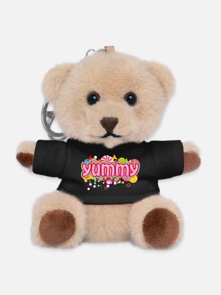 Yummy – Bonbonfarbene Typografie für Naschkatzen - Teddy Schlüsselanhänger - Schwarz