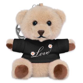 Floral Love Script Design - Teddy Keyring - black - Front