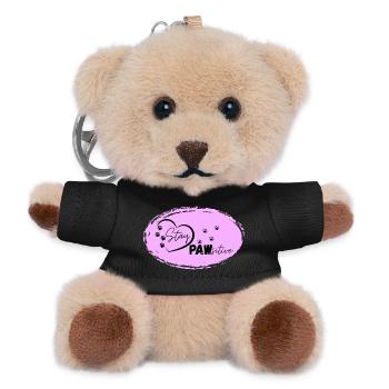 Hundeherz Motiv mit Pfotenspuren, Stay Pawsitive, - Teddy Schlüsselanhänger - Schwarz - Vorne