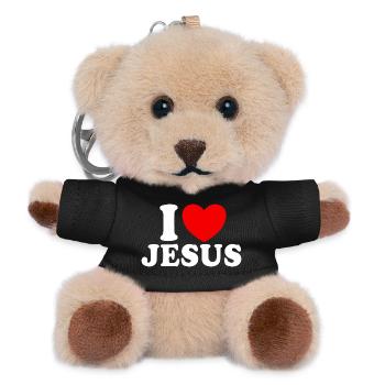 I Love Jesus, Christian Faith, Church, Bibe - Teddy Keyring - black - Front