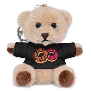 Zwei bunte Donuts mit Glasur - Teddy Schlüsselanhänger - Schwarz - Vorne