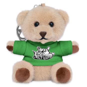 Verspielte Katze  - Teddy Schlüsselanhänger - Grün - Vorne