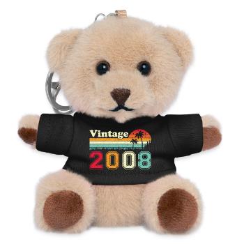 2008 Vintage Retro Geburtstagsgeschenk - Teddy Schlüsselanhänger - Schwarz - Vorne
