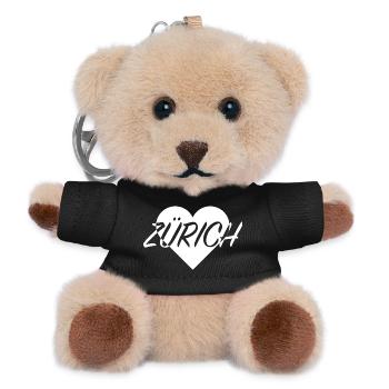 I LOVE ZURICH Heart Pattern - Teddy Keyring - black - Front