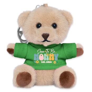 Bald Mama Est 2026 Blumen - Teddy Schlüsselanhänger - Grün - Vorne
