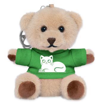 Dessin mignon de style tatouage de chat chat - Porte-clés ourson - vert - Devant