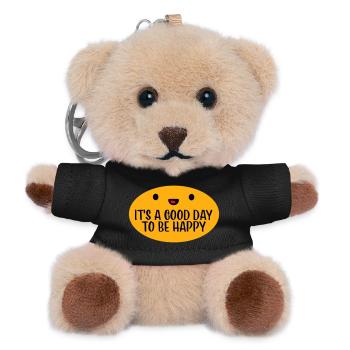Good Day Be Happy Positive Motivation Happiness Saying - Teddy Keyring - black - Front