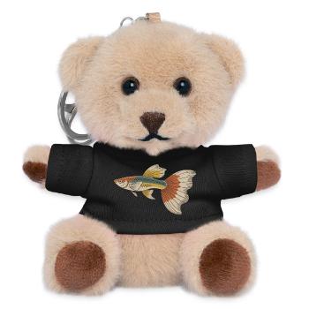 Farbiger Goldfisch Vintage-Print - Teddy Schlüsselanhänger - Schwarz - Vorne