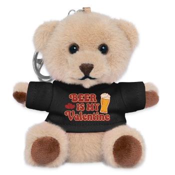 Beer Is My Valentine – Retro Bier Design - Teddy Schlüsselanhänger - Schwarz - Vorne