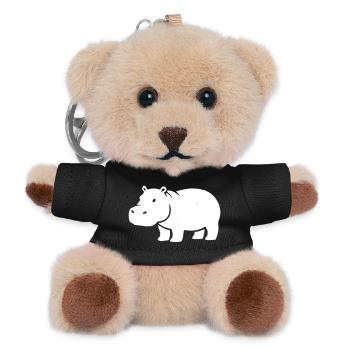 Nilpferd Silhouette Weiß - Teddy Schlüsselanhänger - Schwarz - Vorne