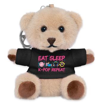 Eat Sleep K-Pop Repeat Kpop Korean Music - Teddy Keyring - black - Front