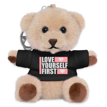 Love Yourself First Self-Love Self-Care - Teddy Keyring - black - Front