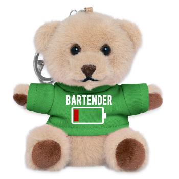 Barman qui charge une batterie faible, drôle - Porte-clés ourson - vert - Devant