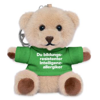 DU BILDUNGSRESISTENTER INTELLIGENZ-ALLERGIKER DUMM - Teddy Schlüsselanhänger - Grün - Vorne