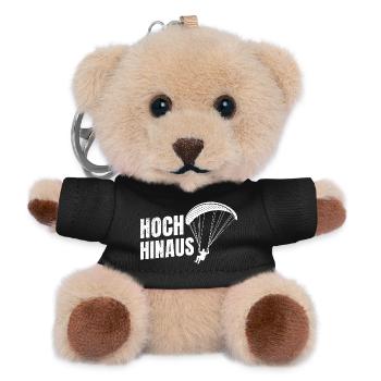 Paraglider Geschenk HOCH HINAUS LUSTIG - Teddy Schlüsselanhänger - Schwarz - Vorne