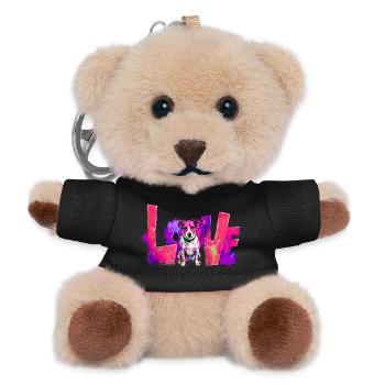 LOVE Geschenk für Jack Russell Besitzer Hunde Fans - Teddy Schlüsselanhänger - Schwarz - Vorne
