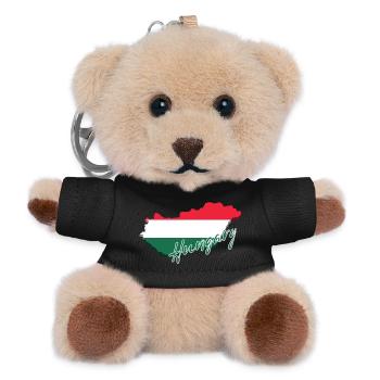Map with the flag of Hungary, I love Hungary - Teddy Keyring - black - Front