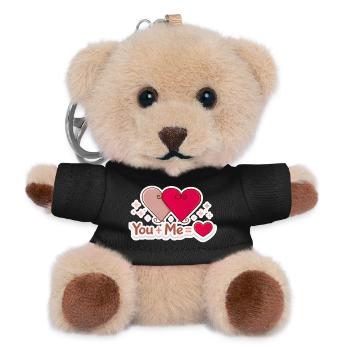You + Me = Love Shirt – Cute Couple Valentine Tee - Teddy Keyring - black - Front