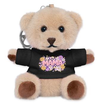 MAMA Retro Checkerboard and Pastel Flowers | Chic - Teddy Keyring - black - Front