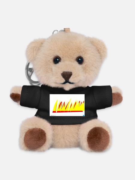 Flame Lines Yellow-Red - Teddy Keyring - black