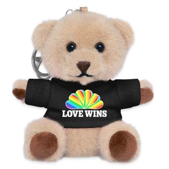 Love Wins - Rainbow Statement Design - Teddy Keyring - black - Front