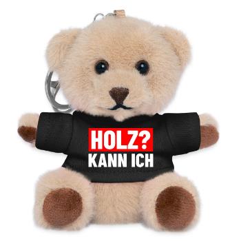 Holz? Kann ich Holzfäller Waldarbeiter Forstwirt - Teddy Schlüsselanhänger - Schwarz - Vorne