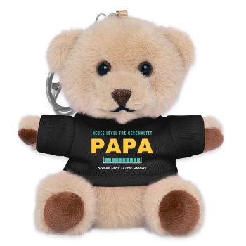 Papa – Neues Level freigeschaltet - Teddy Schlüsselanhänger - Schwarz - Vorne